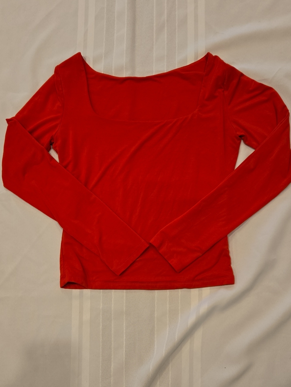 DWNVAL Scoop Neck Long Sleeve Top in Vibrant Red
